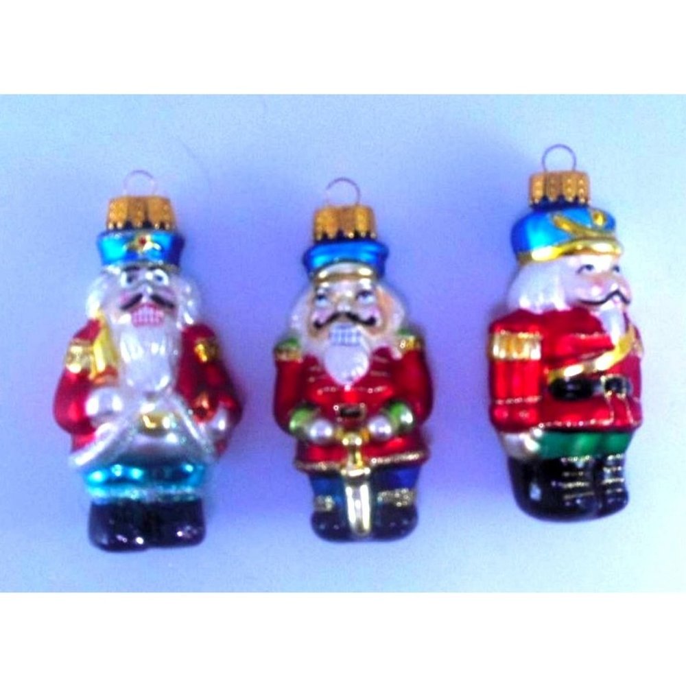 Lot of 3 UT Unique Treasures Blown Glass Christmas Ornaments 2 Nutcrackers 1 Sol